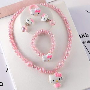 4pcs/set Sanrio Kawaii Hello Kitty Jewelry & Hair Accessory Set
