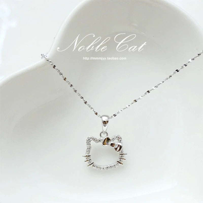 Lovely Hello Kitty Sanrio Anime Kids Chain Necklace & Crystal Ring